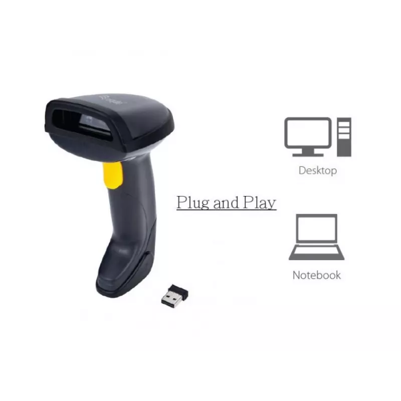 Equip draadloze 2D dual-mode 2,4GHz + Bluetooth barcodescanner, met standaard