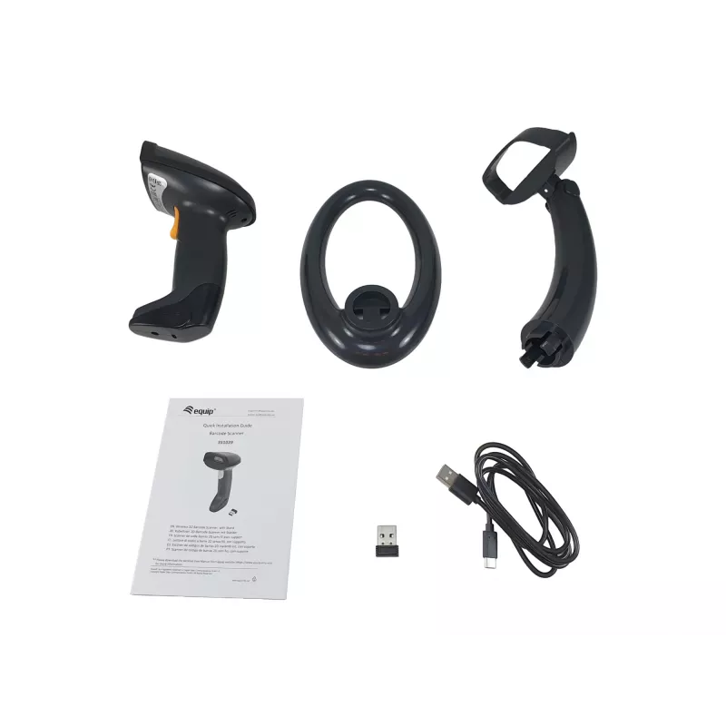 Equip draadloze 2D dual-mode 2,4GHz + Bluetooth barcodescanner, met standaard