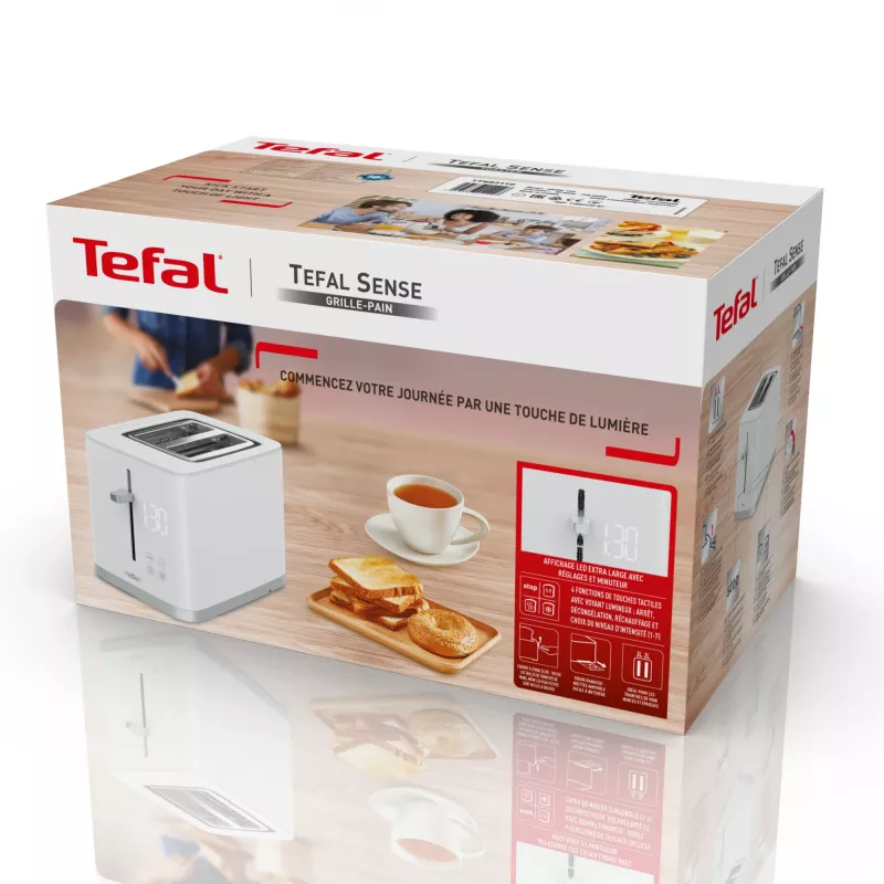 Toaster Tefal Sense TT6931 — 2 sneden, 850 W, wit, 7 bruiningsstanden, LED-indicatie