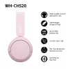 Sony WHCH520P.CE7, draadloos, 20 - 20000 Hz, bellen/muziek, 147 g, headset, roze