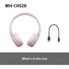Sony WHCH520P.CE7, draadloos, 20 - 20000 Hz, bellen/muziek, 147 g, headset, roze