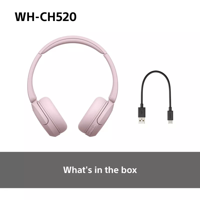 Sony WHCH520P.CE7, draadloos, 20 - 20000 Hz, bellen/muziek, 147 g, headset, roze