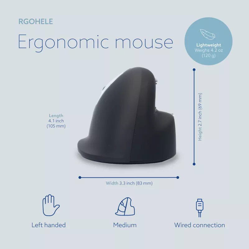 R-Go Tools ergonomische muis R-Go HE Break met Break-software, medium (handmaat 165–185 mm), linkshandig, bedraad, zwart