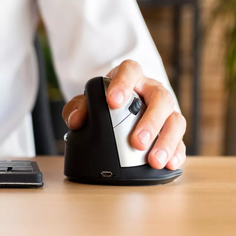 R-Go Tools ergonomische muis R-Go HE Break met pauzesoftware, groot (handmaat ≥ 185 mm), linkshandig, Bluetooth, zwart
