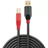 Lindy 10m USB 2.0-actiefkabel Type-A naar B, 10 m, USB A, USB B, USB 2.0, stekker/stekker, zwart, rood