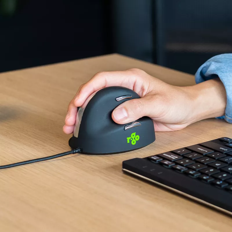 R-Go Tools ergonomische muis R-Go HE Break met pauzesoftware, groot (handmaat ≥ 185 mm), rechtshandig, bedraad, zwart