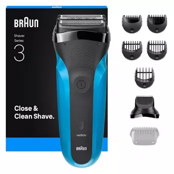 Braun Series 3 310BT foliescheerapparaat met trimmer, zwart, blauw