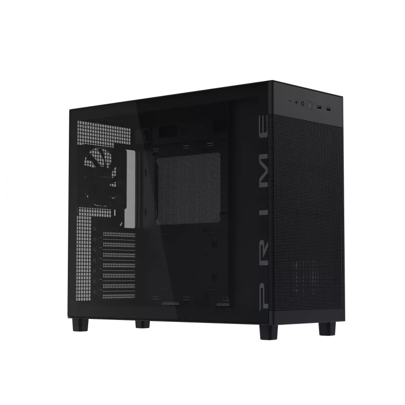 ASUS PRIME AP303 TG 90DC00V0-B39010 pc-behuizing Midi Tower, ATX/Micro-ATX/Mini-ITX, gehard glas, 2x USB 3.2, zonder voeding, zwart