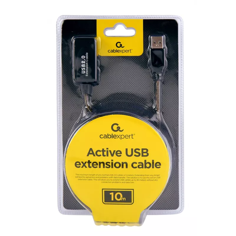 GEMBIRD actieve USB 2.0-verlengkabel, 10 m - zwart