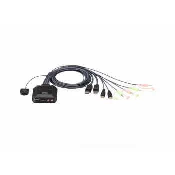 KVM-switch ATEN CS22DP-AT 2-poorts USB DisplayPort, 4K@30Hz, USB-A-console, audio, 1,2 m kabel