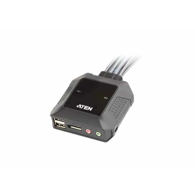 KVM-switch ATEN CS22DP-AT 2-poorts USB DisplayPort, 4K@30Hz, USB-A-console, audio, 1,2 m kabel