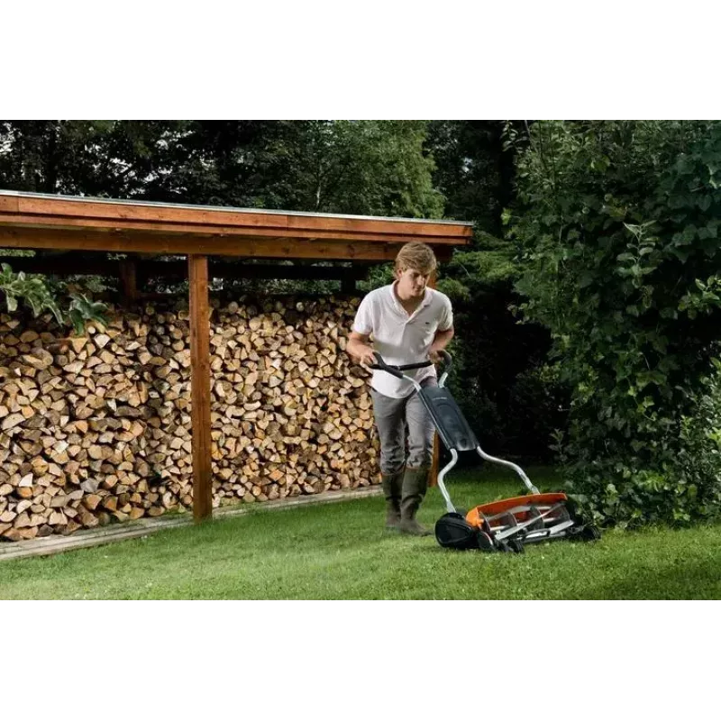 Fiskars StaySharp Max 113880 handmatige cilindermaaier, maaibreedte 46 cm, maaihoogte 25–100 mm, zwart/oranje