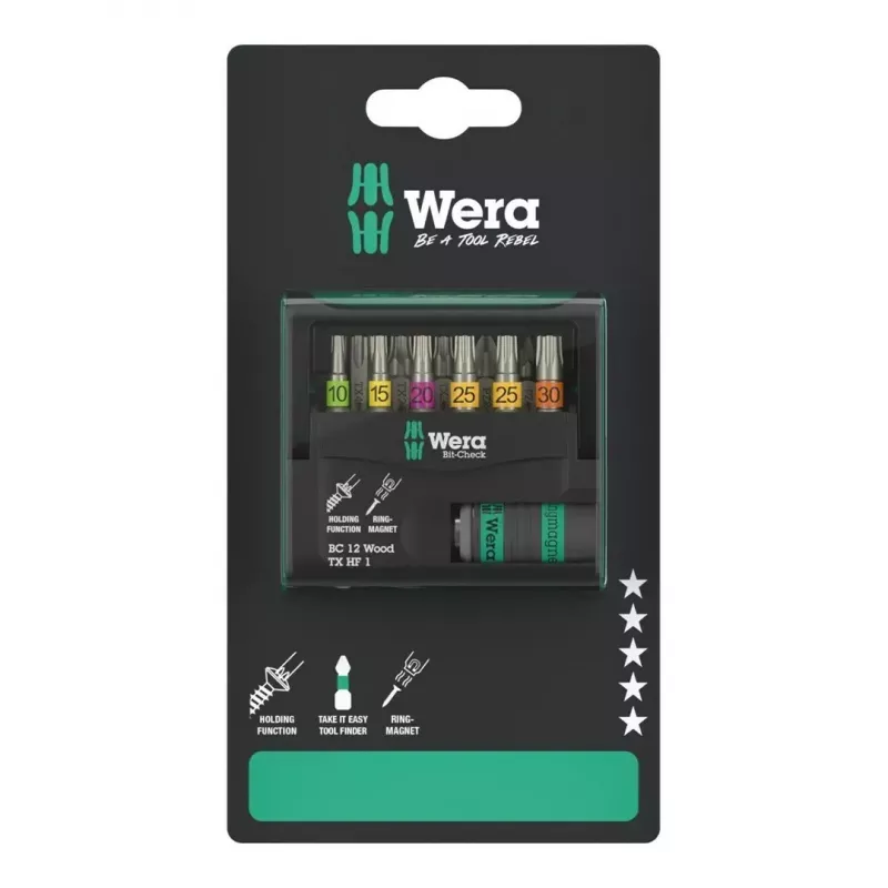 Wera 05073641001 Bit-Check 12 Wood TORX HF 1 SB bitset