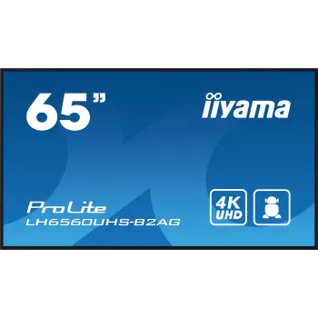 iiyama LH6560UHS-B2AG signage display digitaal A-bord 163,8 cm (64,5 inch) LED Wi-Fi 500 cd/m² 4K Ultra HD zwart geïntegreerde processor Android 11 24/7