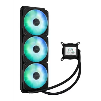 All-in-one-vloeistofkoeler ASUS Prime LC 360 ARGB LCD — 360mm-radiator, 3x 120mm-ventilator, LCD, PWM, zwart