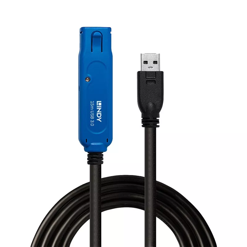 Lindy 15m USB 3.0 Active Extension Pro, 15 m, USB A, USB A, USB 3.2 Gen 1 (3.1 Gen 1), 5 Gbit/s, zwart