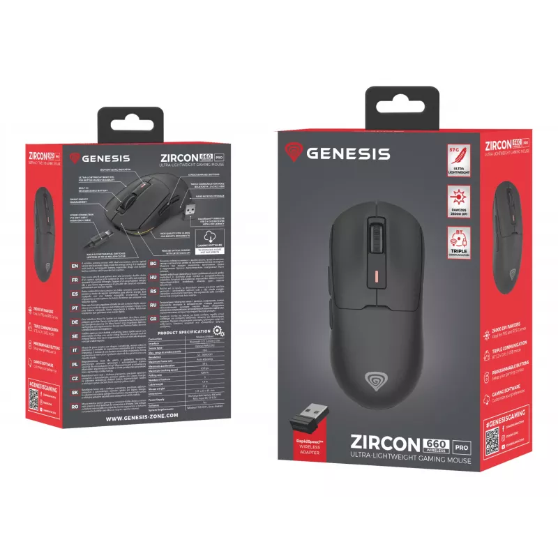 GENESIS NMG-2193 muis gaming dubbelhandig Bluetooth + USB Type-C optisch 26000 DPI