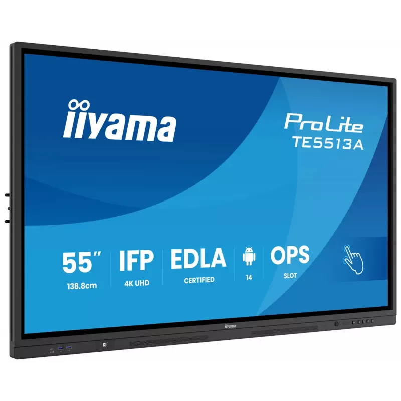 Monitor iiyama 55 inch TE5513A-B1AG 54,6 inch Interactief flatpanel 4K Ultra HD 3840 x 2160