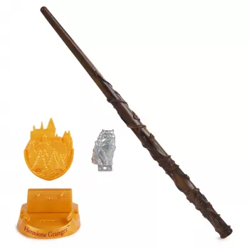 Wizarding World Harry Potter, 12 inch Magical Collector Hermione Granger toverstaf met standaard & gegoten icoon, magische wezens, kostuumaccessoire
