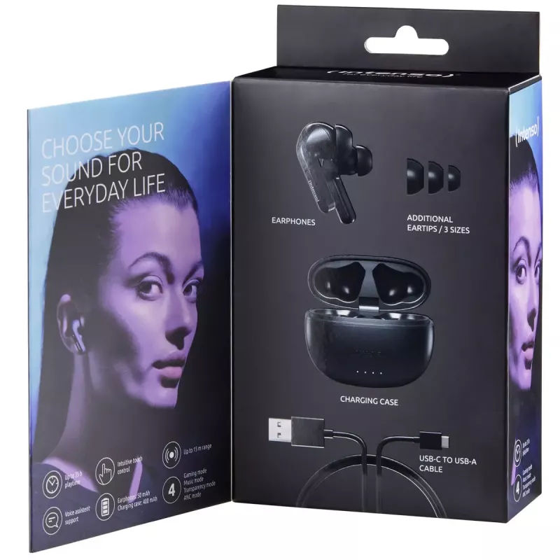 Hoofdtelefoon Intenso zwart Buds T300A