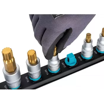 Dopsleutelset Hazet 986-SR/8, 8-delige set korte zeskant dopsleutelinzetstukken, 6–17 mm, zwart