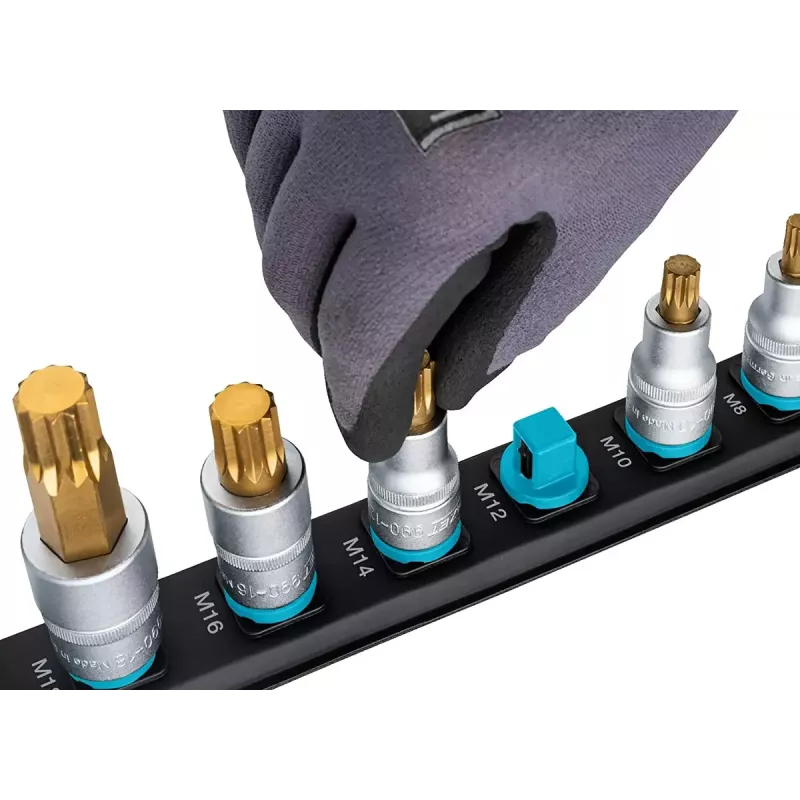 Dopsleutelset Hazet 986-SR/8, 8-delige set korte zeskant dopsleutelinzetstukken, 6–17 mm, zwart