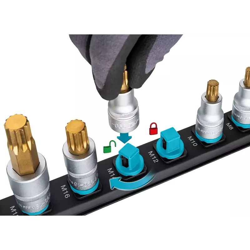 Dopsleutelset Hazet 986-SR/8, 8-delige set korte zeskant dopsleutelinzetstukken, 6–17 mm, zwart