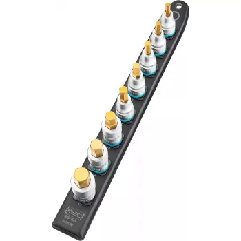 Dopsleutelset Hazet 986-SR/8, 8-delige set korte zeskant dopsleutelinzetstukken, 6–17 mm, zwart