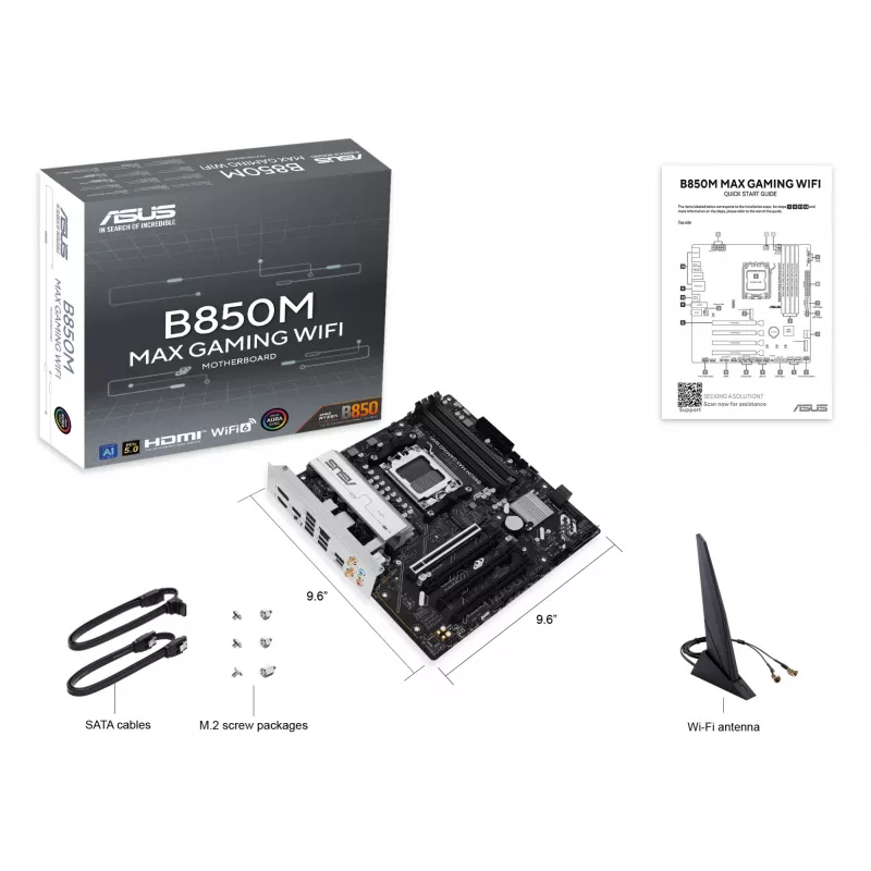 Moederbord ASUS B850M MAX GAMING WIFI AMD B850 Socket AM5 micro ATX