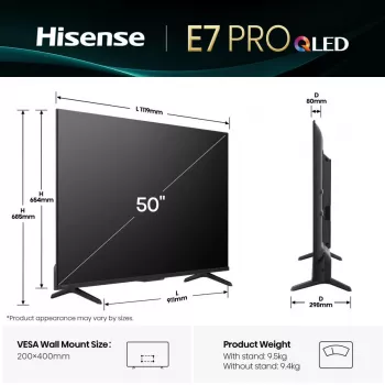 Hisense 50E77Q PRO 127 cm (50 inch) 4K Ultra HD Smart TV Wi-Fi zwart