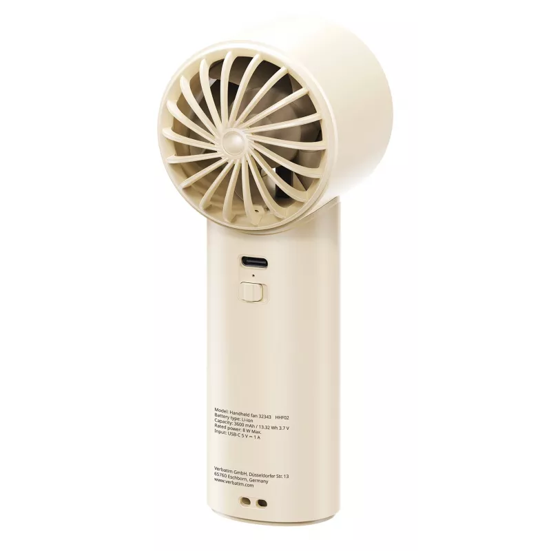 Verbatim Cool’n’Go IceTouch handventilator wit/zilver, zilver, wit, 1 ventilator, handventilator, 1 stuk, 8 W, lithium-ion (Li-ion)