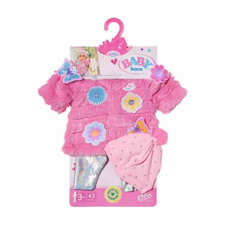 Poppenkledingset BABY born roze mantelset 43 cm opvouwbaar