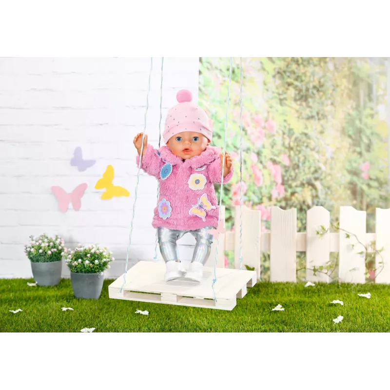 Poppenkledingset BABY born roze mantelset 43 cm opvouwbaar