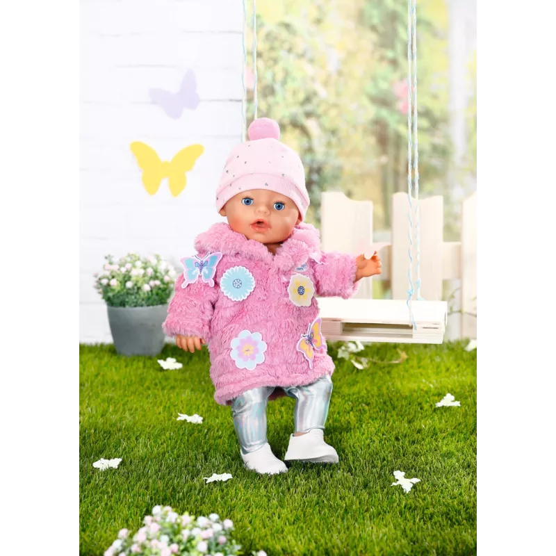 Poppenkledingset BABY born roze mantelset 43 cm opvouwbaar