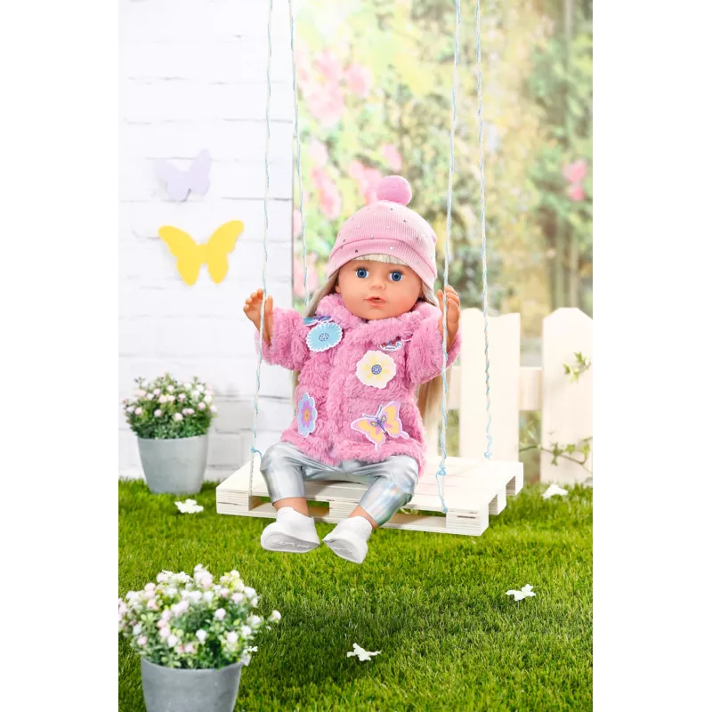 Poppenkledingset BABY born roze mantelset 43 cm opvouwbaar