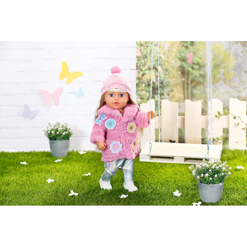 Poppenkledingset BABY born roze mantelset 43 cm opvouwbaar