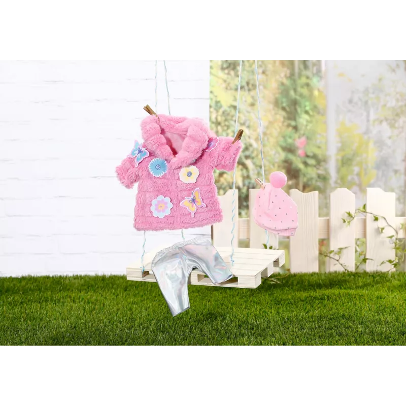 Poppenkledingset BABY born roze mantelset 43 cm opvouwbaar