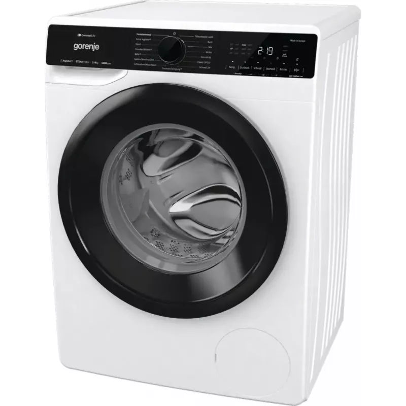 Gorenje WPNA94A1TS frontlader wasmachine 9 kg, 1400 rpm, ConnectLife Wi-Fi, wit/zwart