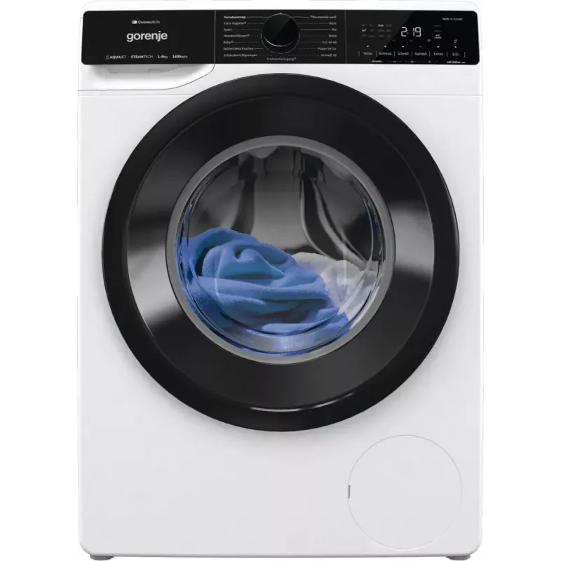 Gorenje WPNA94A1TS frontlader wasmachine 9 kg, 1400 rpm, ConnectLife Wi-Fi, wit/zwart