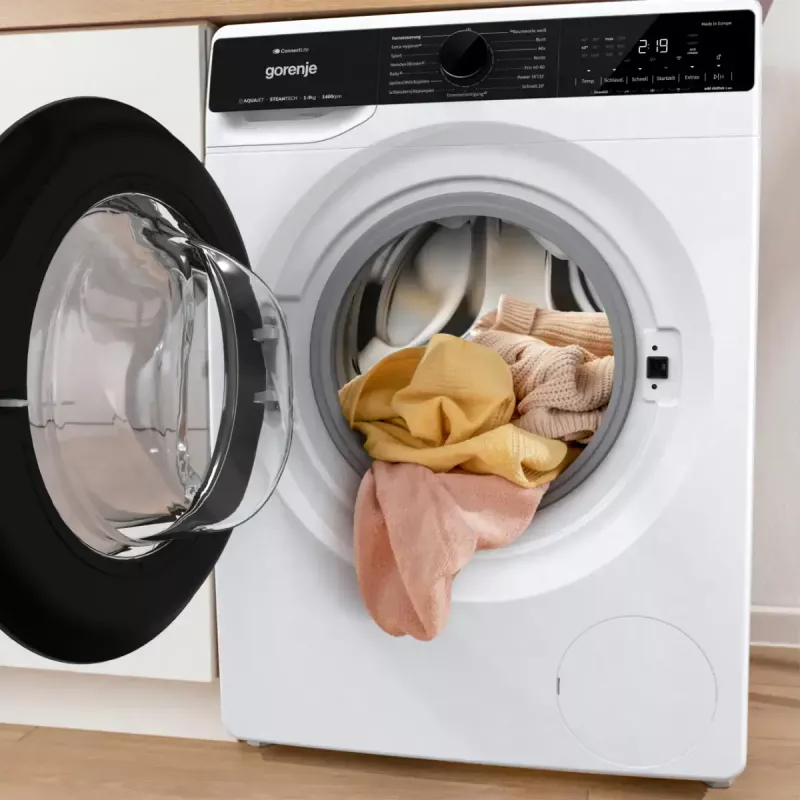 Gorenje WPNA94A1TS frontlader wasmachine 9 kg, 1400 rpm, ConnectLife Wi-Fi, wit/zwart