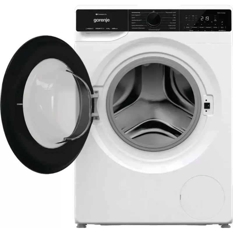 Gorenje WPNA94A1TS frontlader wasmachine 9 kg, 1400 rpm, ConnectLife Wi-Fi, wit/zwart