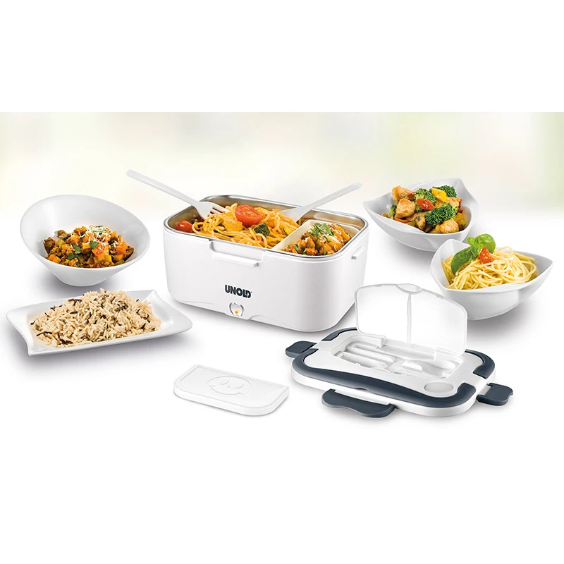 Unold 58850 elektrische lunchbox 1,5 l, roestvrijstalen bak, wit
