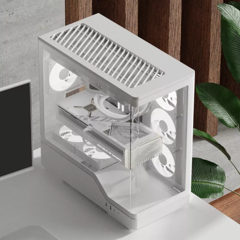 PC-behuizing AEROCOOL Geh Midi P500A wit — Midi-Tower ATX-behuizing, witte afwerking