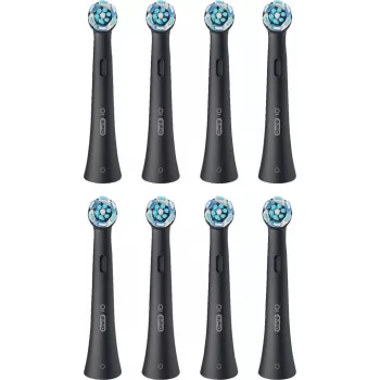 Oral-B iO Ultimate Clean vervangende borstelkoppen — 8-pack, zwart, voor superieure plaque-verwijdering