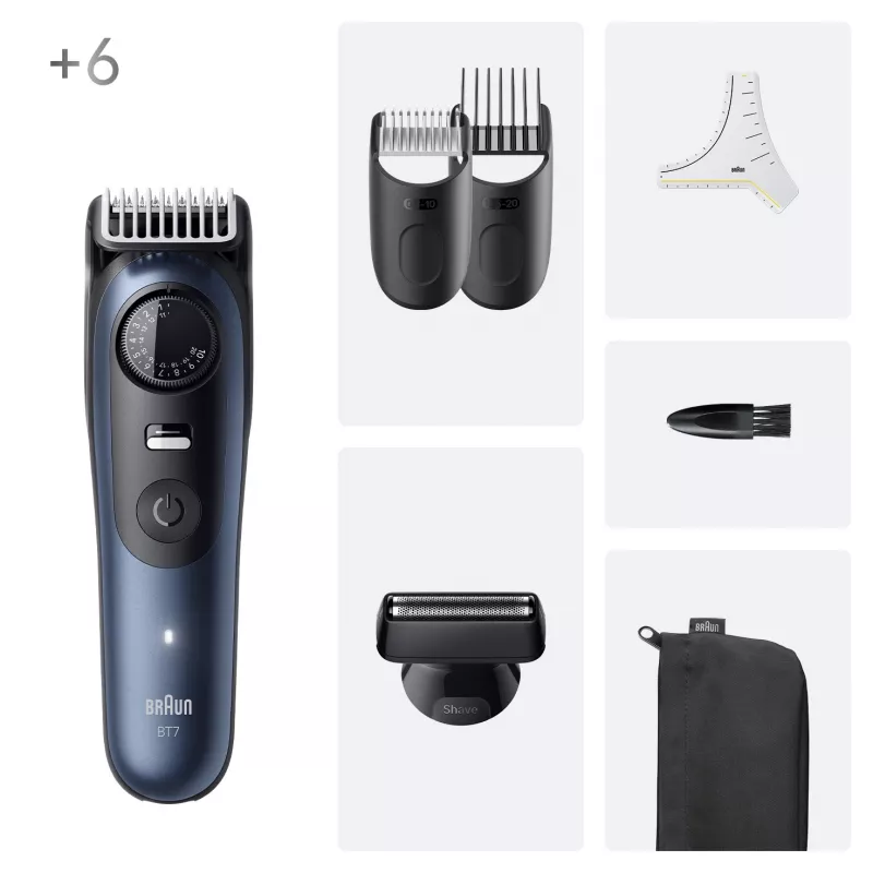 Braun BeardTrimmer 7 BT7520 accu 40 2 cm nat & droog zwart, blauw