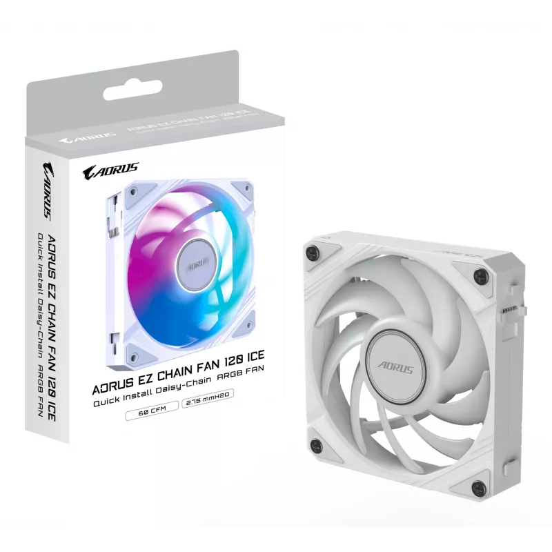 Gigabyte AORUS EZ CHAIN FAN 120 ICE behuizingsventilator, 120 mm, wit, GP-ECFAN1201 ICE