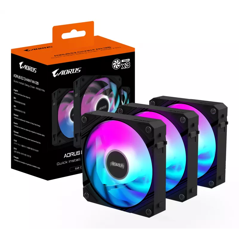 GIGABYTE AORUS EZ CHAIN FAN 120 (3-pack) moederbord 12 cm zwart 3 stuks