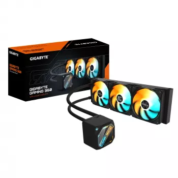 GIGABYTE GAMING 360 vloeistof-CPU-koeler – 3x120mm ARGB-ventilatoren, slide-in-vergrendelingsmechanisme, DAISY-CHAIN, compatibel met Intel LGA 1851 en AMD AM5