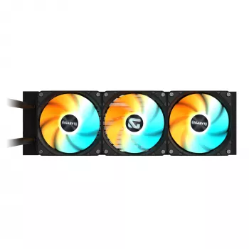 GIGABYTE GAMING 360 vloeistof-CPU-koeler – 3x120mm ARGB-ventilatoren, slide-in-vergrendelingsmechanisme, DAISY-CHAIN, compatibel met Intel LGA 1851 en AMD AM5