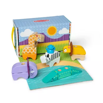 Constructiespeelset Spin Master Melissa & Doug Blockables Safari speelset – figuren en stapelbare blokken